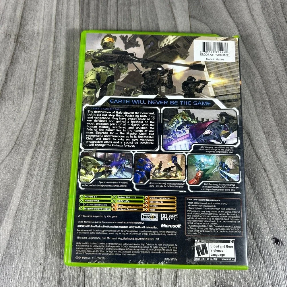 Halo‎ 2 Xbox Video Game FPS Multiplayer Online Enabled Microsoft Bungie